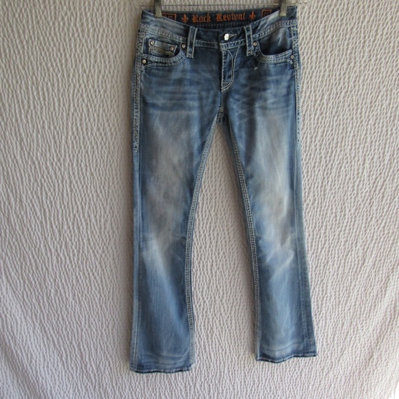 Womens Light Aleanor Boot Stretch Denim Jeans Size 27 Rock Revival 29x32 Lowride - Picture 1 of 16